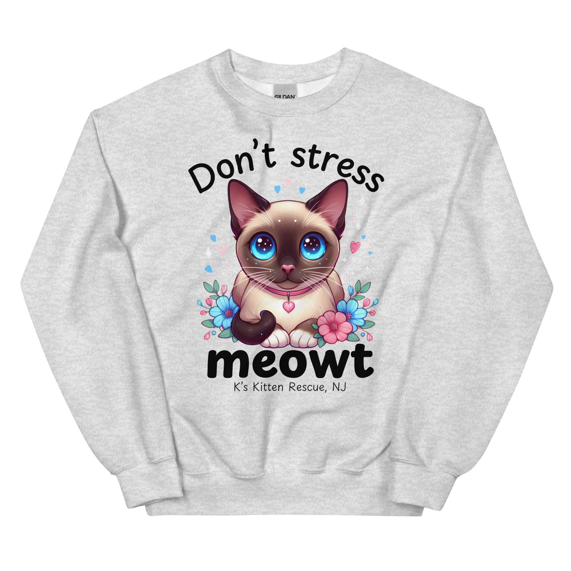 unisex-crew-neck-sweatshirt-ash-front-67c14236cff4c.jpg Don't Stress Meowt Unisex Sweatshirt - Image 6