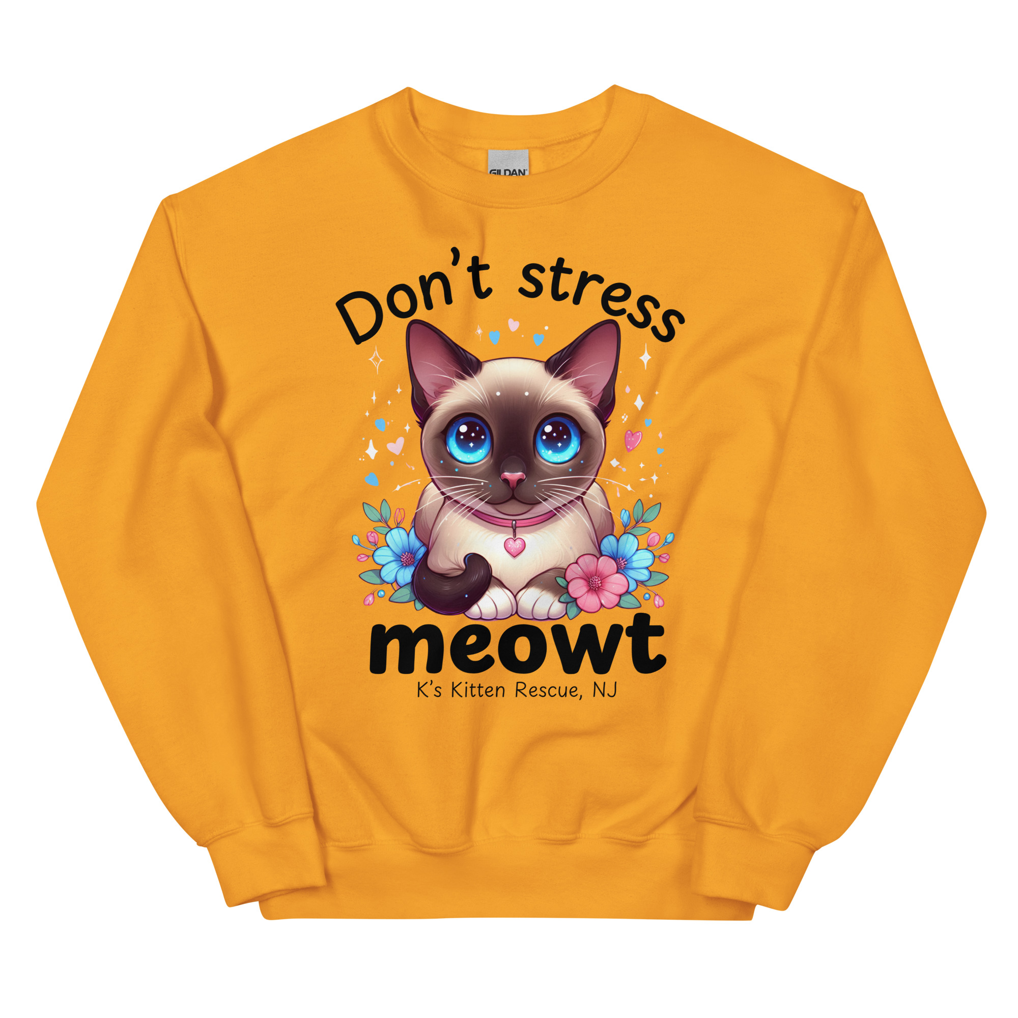 unisex-crew-neck-sweatshirt-gold-front-67c14236b6461.jpg Don't Stress Meowt Unisex Sweatshirt