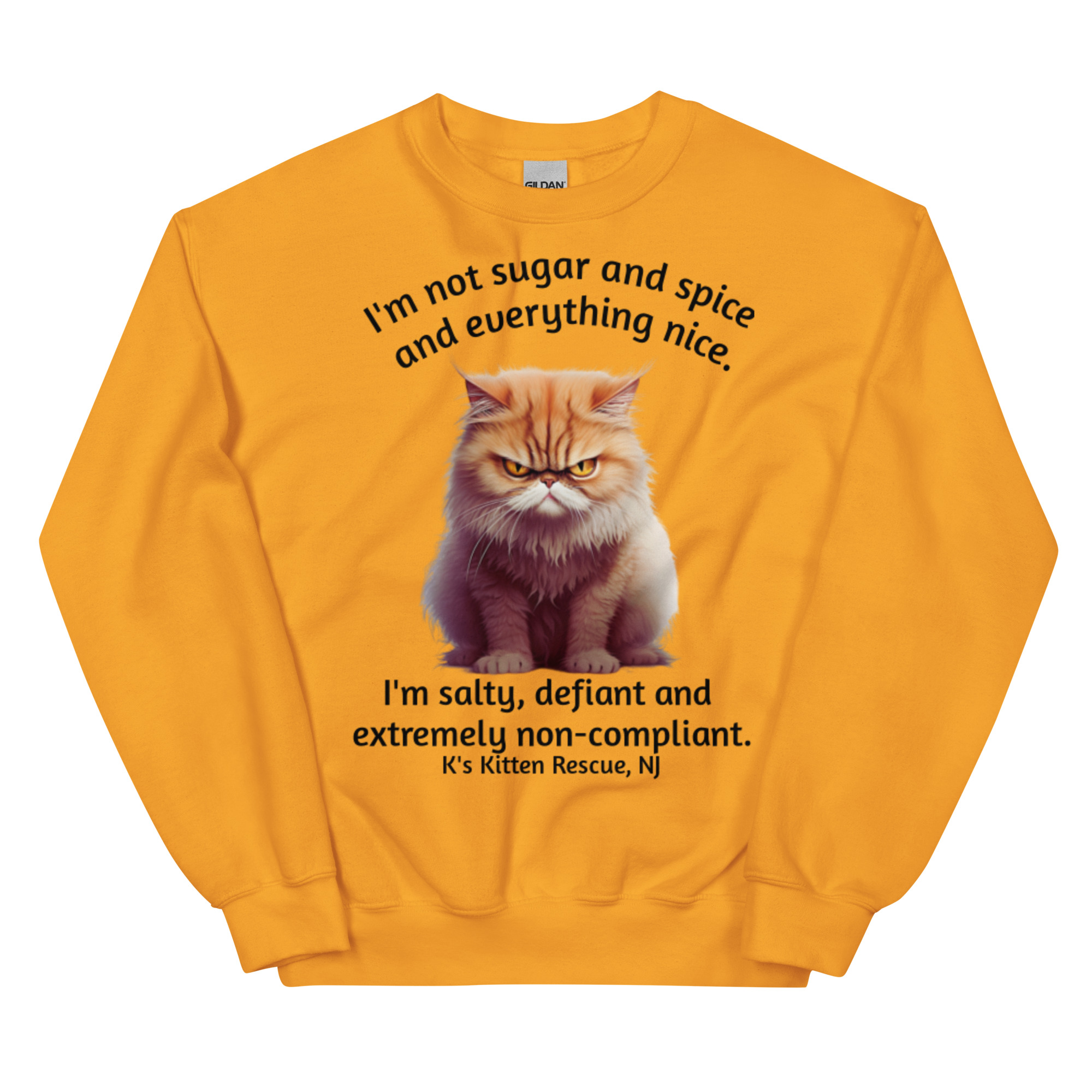 unisex-crew-neck-sweatshirt-gold-front-67c1563e4266c.jpg Not Sugar And Spice Unisex Sweatshirt - Image 5