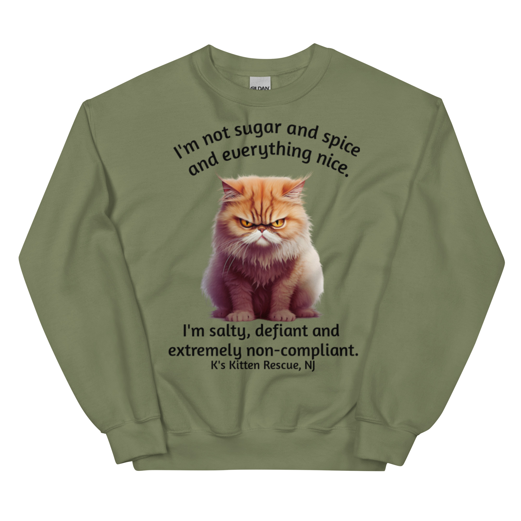 unisex-crew-neck-sweatshirt-military-green-front-67c1563e3dc86.jpg Not Sugar And Spice Unisex Sweatshirt - Image 4