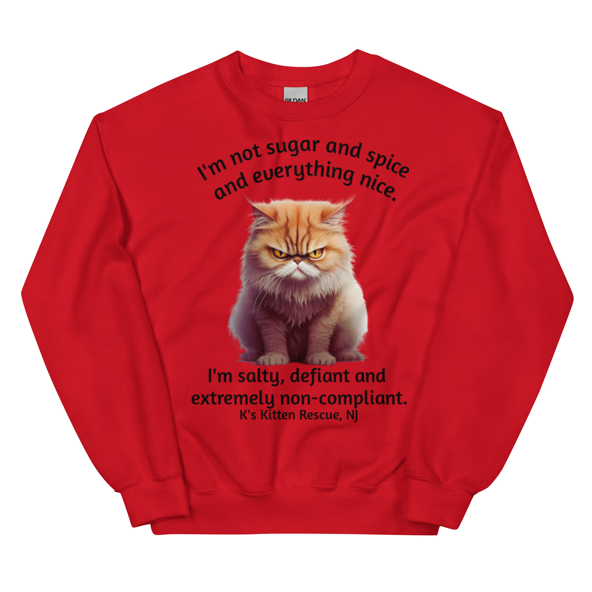 unisex-crew-neck-sweatshirt-red-front-67c1563e393d2.jpg Not Sugar And Spice Unisex Sweatshirt - Image 2