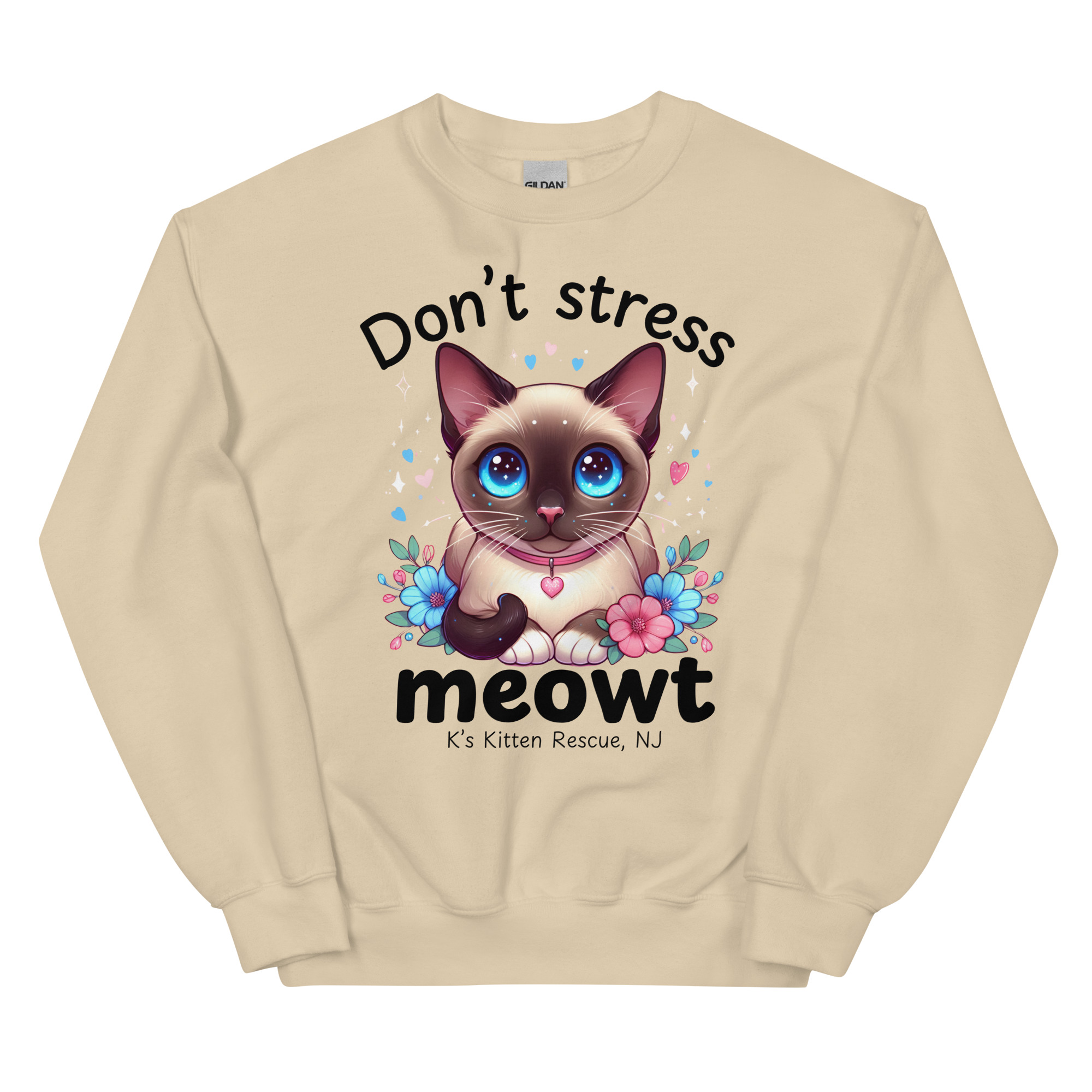 unisex-crew-neck-sweatshirt-sand-front-67c14236c28bd.jpg Don't Stress Meowt Unisex Sweatshirt - Image 4