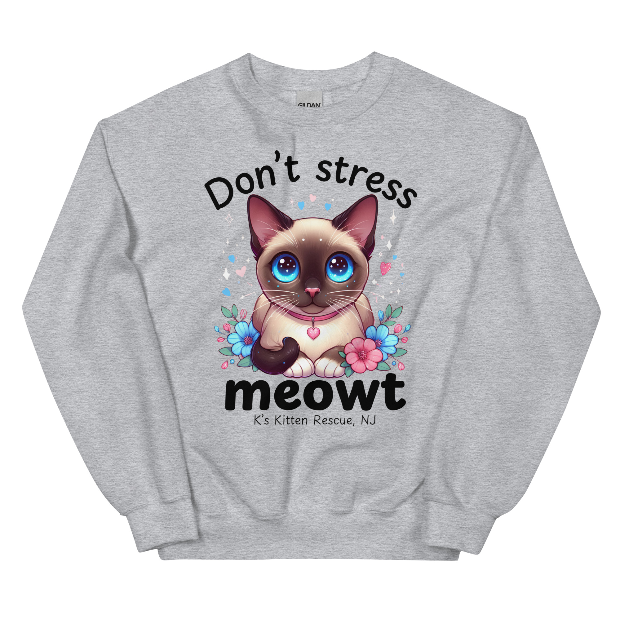 unisex-crew-neck-sweatshirt-sport-grey-front-67c14236be290.jpg Don't Stress Meowt Unisex Sweatshirt - Image 3