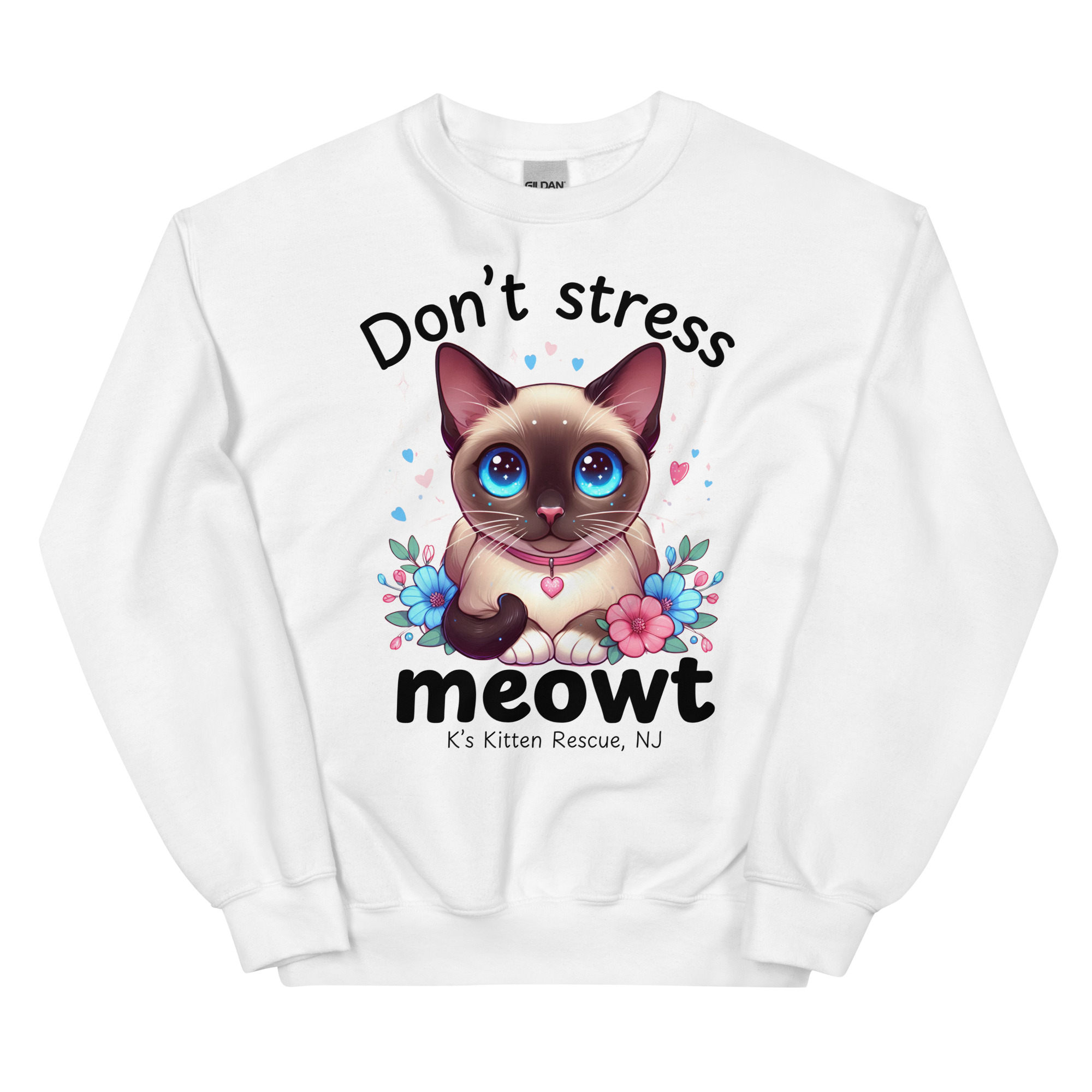 unisex-crew-neck-sweatshirt-white-front-67c14236d9630.jpg Don't Stress Meowt Unisex Sweatshirt - Image 7
