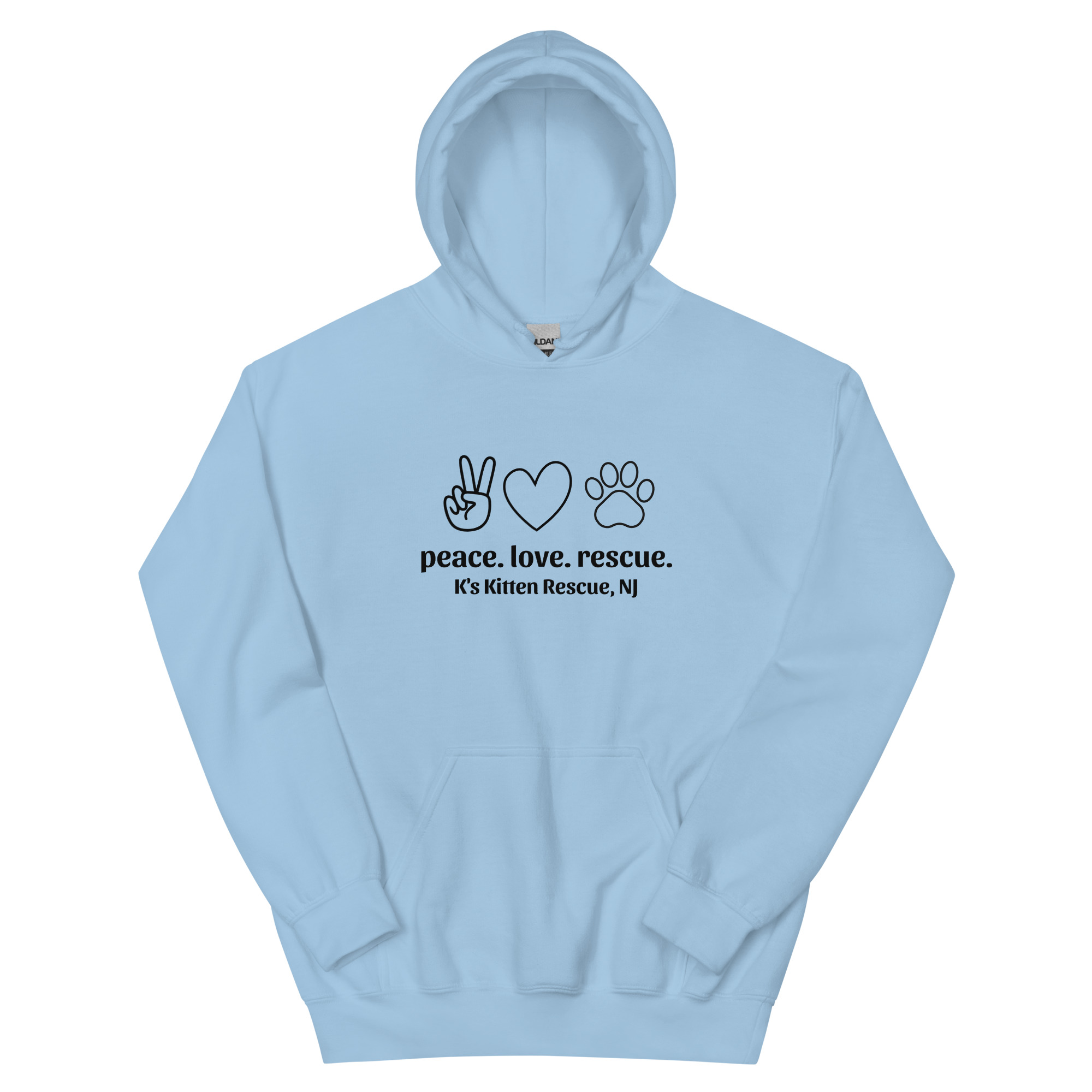 unisex-heavy-blend-hoodie-light-blue-front-67aa9c370d8b1.jpg Peace Love Rescue Unisex Hoodie - Image 9
