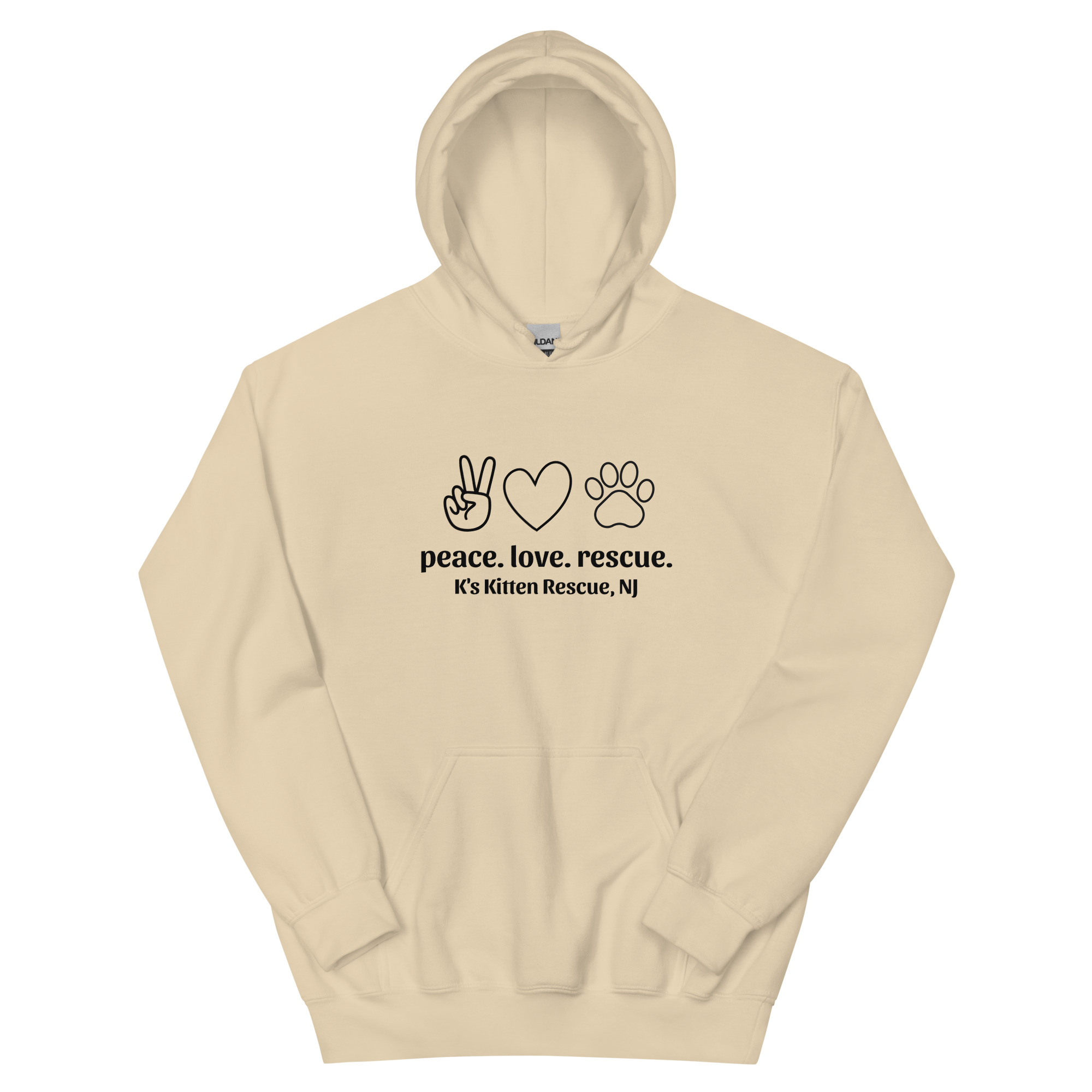 unisex-heavy-blend-hoodie-sand-front-67aa9c371669e.jpg Peace Love Rescue Unisex Hoodie - Image 10