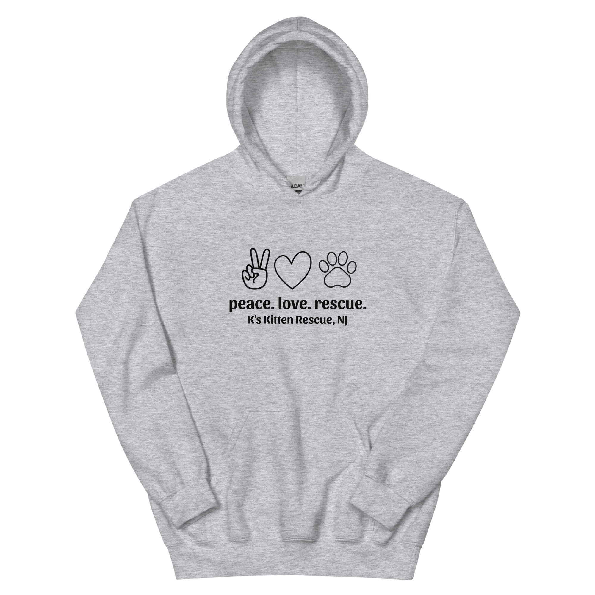 unisex-heavy-blend-hoodie-sport-grey-front-67aa9c37048dd.jpg Peace Love Rescue Unisex Hoodie - Image 8
