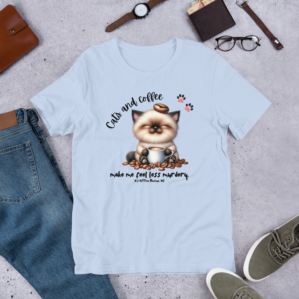 unisex-staple-t-shirt-baby-blue-front-67c1467865df2.jpg Cats And Coffee Unisex t-shirt - Image 7