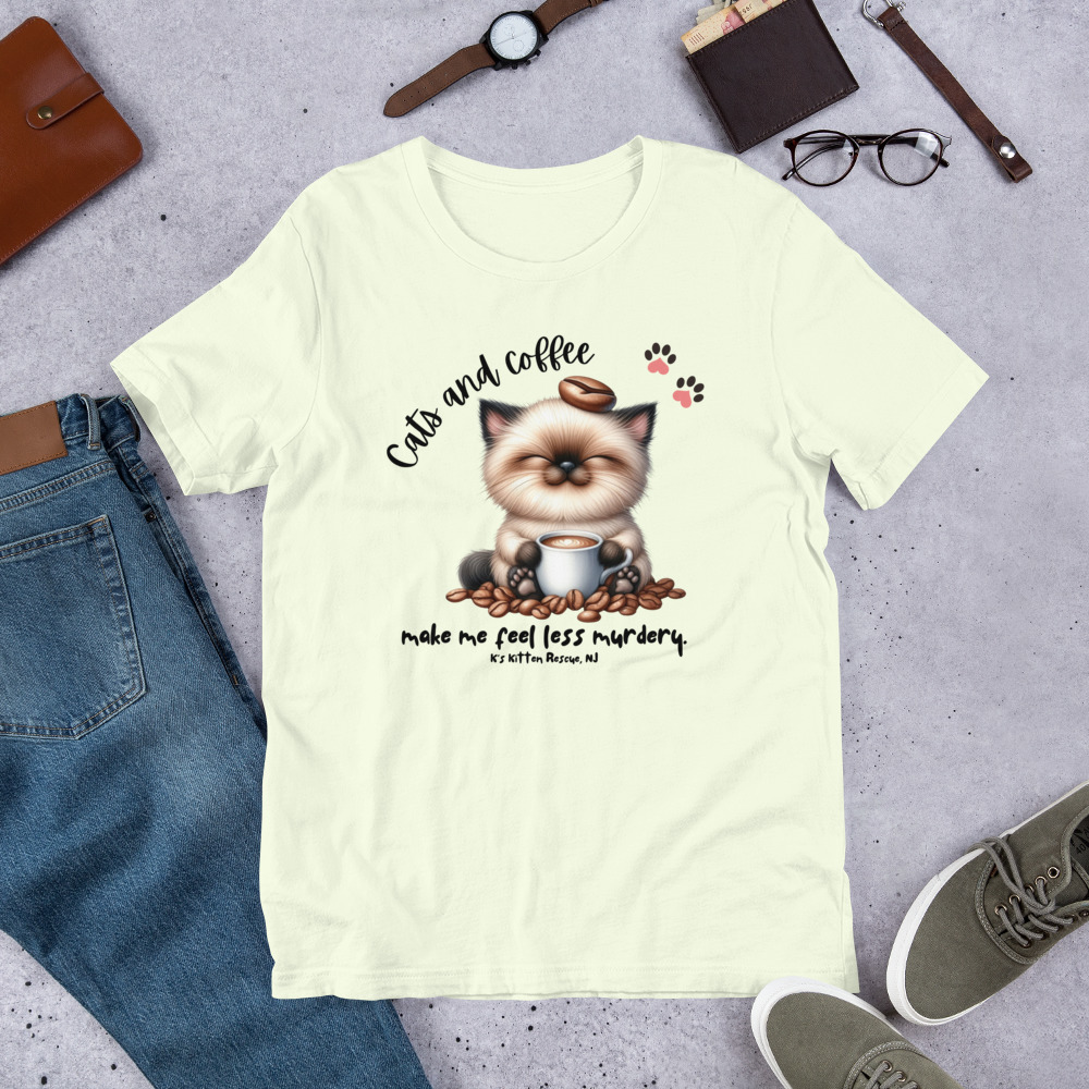 unisex-staple-t-shirt-citron-front-67c14678d8fb3.jpg Cats And Coffee Unisex t-shirt - Image 14