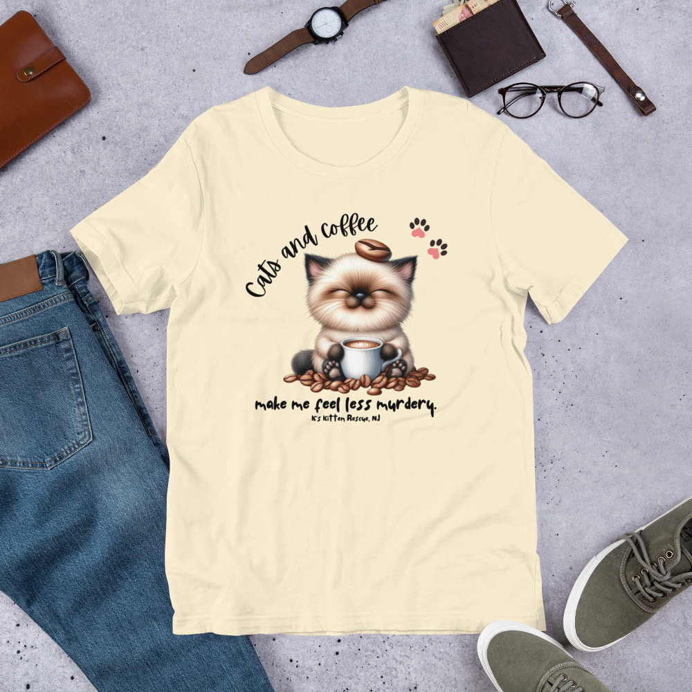 unisex-staple-t-shirt-natural-front-67c14678c3ce7.jpg Cats And Coffee Unisex t-shirt - Image 13