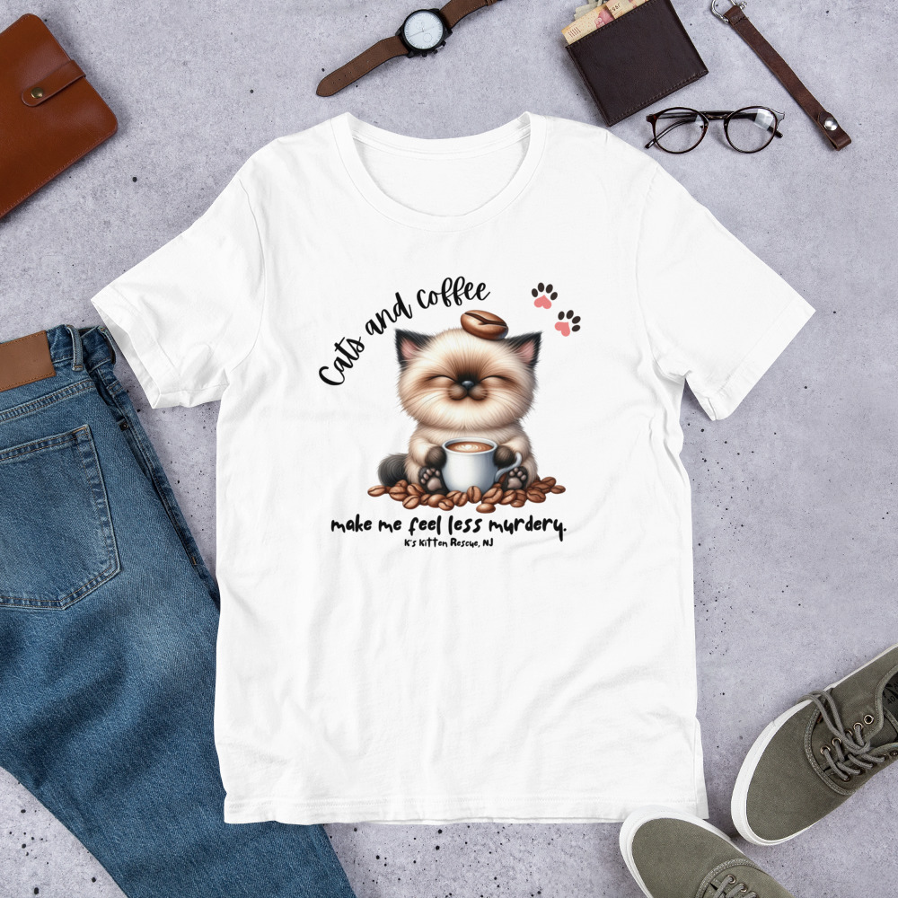 unisex-staple-t-shirt-white-front-67c14678ed978.jpg Cats And Coffee Unisex t-shirt - Image 15