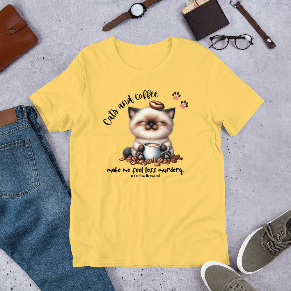 unisex-staple-t-shirt-yellow-front-67c146787d880.jpg Cats And Coffee Unisex t-shirt - Image 9