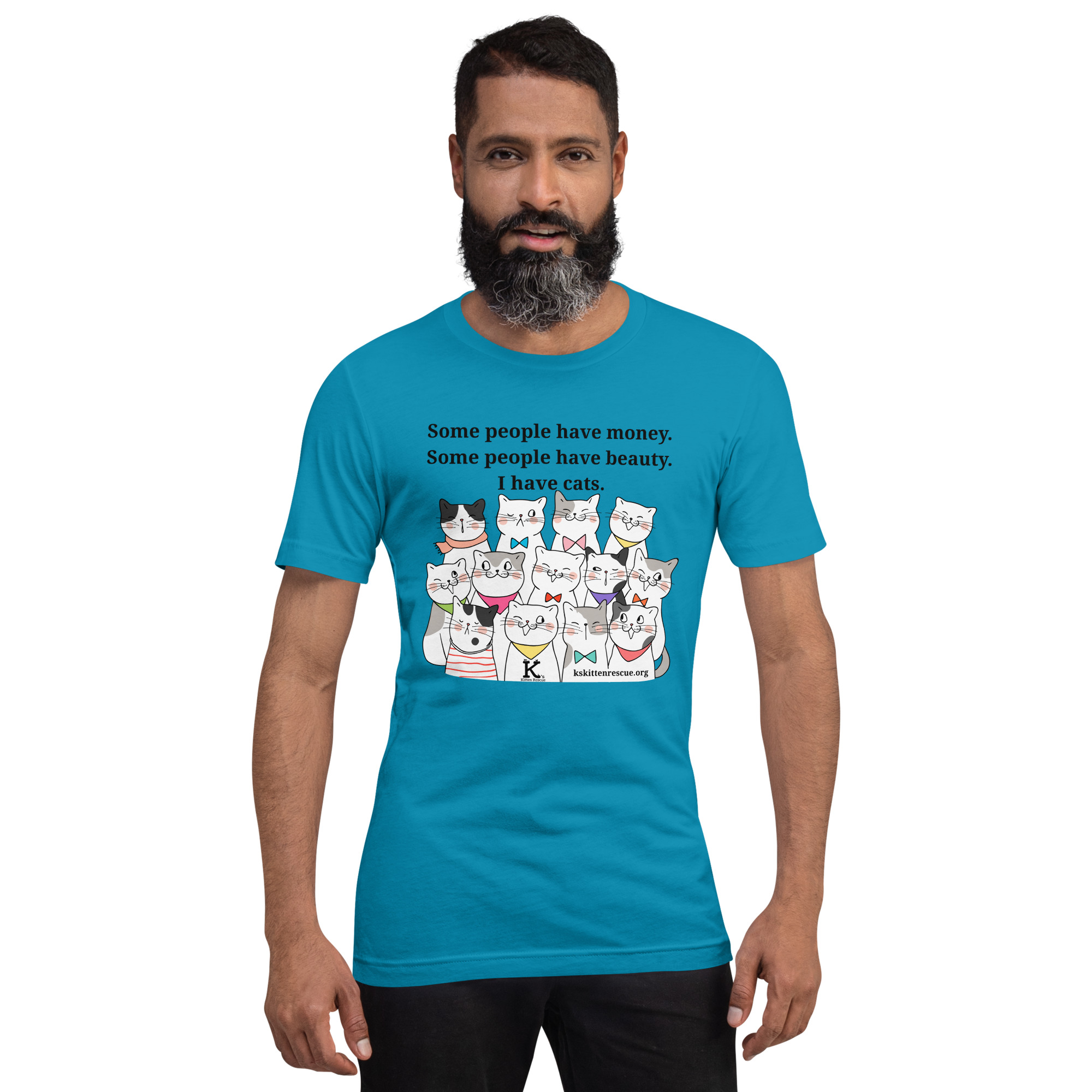 unisex-staple-t-shirt-aqua-front-67ea0632cacd1.jpg Money Beauty Cats Unisex t-shirt - Image 2