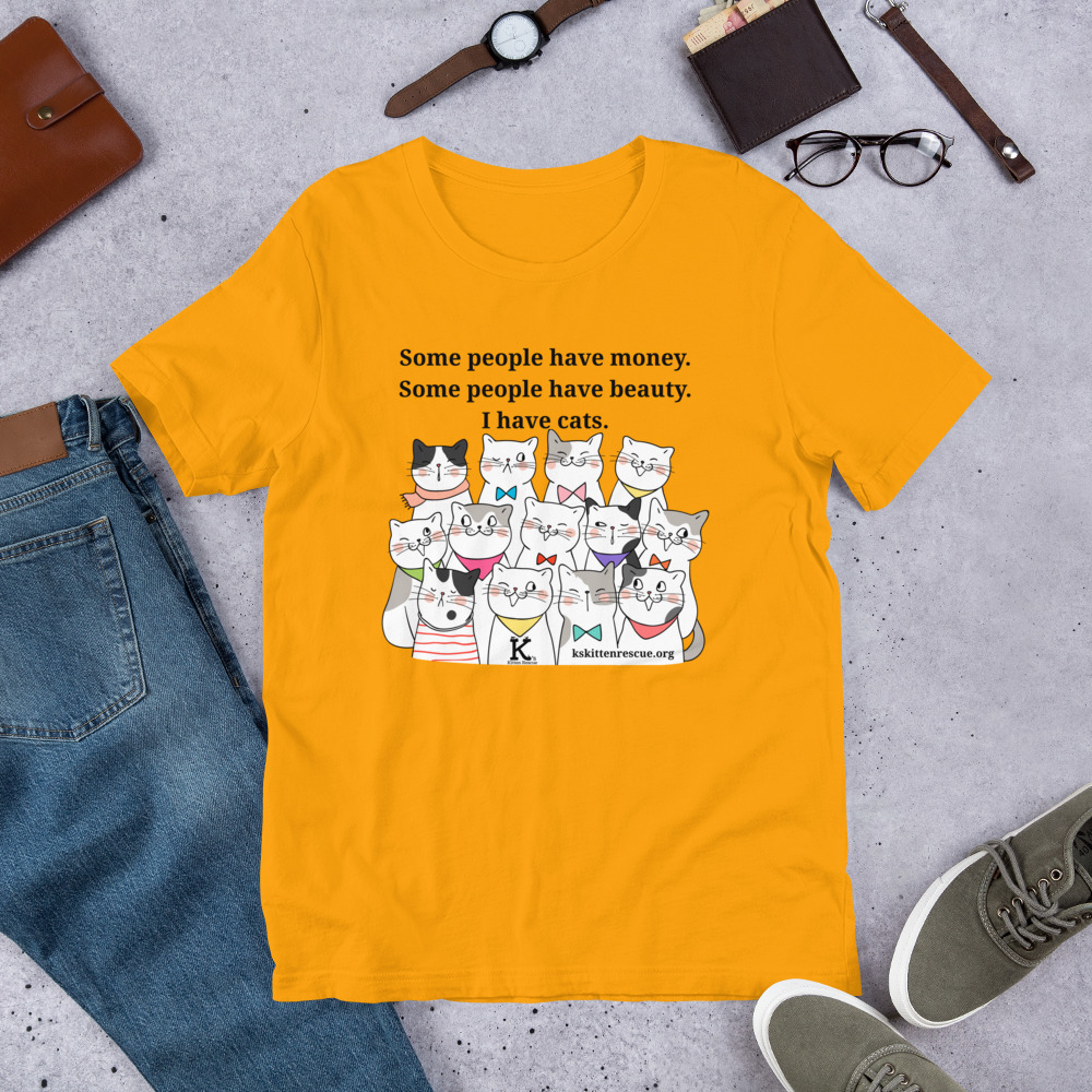 unisex-staple-t-shirt-gold-front-67ea0632db82c.jpg Money Beauty Cats Unisex t-shirt - Image 6
