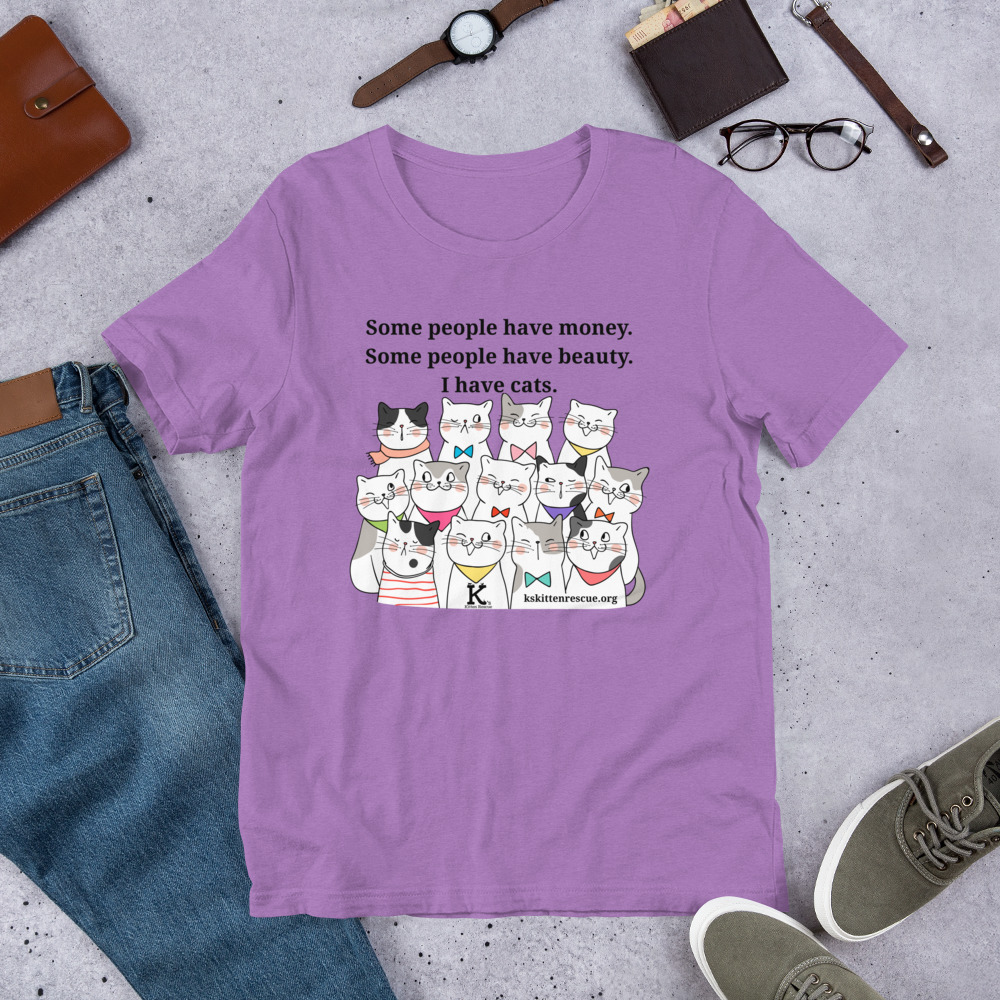 unisex-staple-t-shirt-heather-team-purple-front-67ea0632d02cd.jpg Money Beauty Cats Unisex t-shirt - Image 4