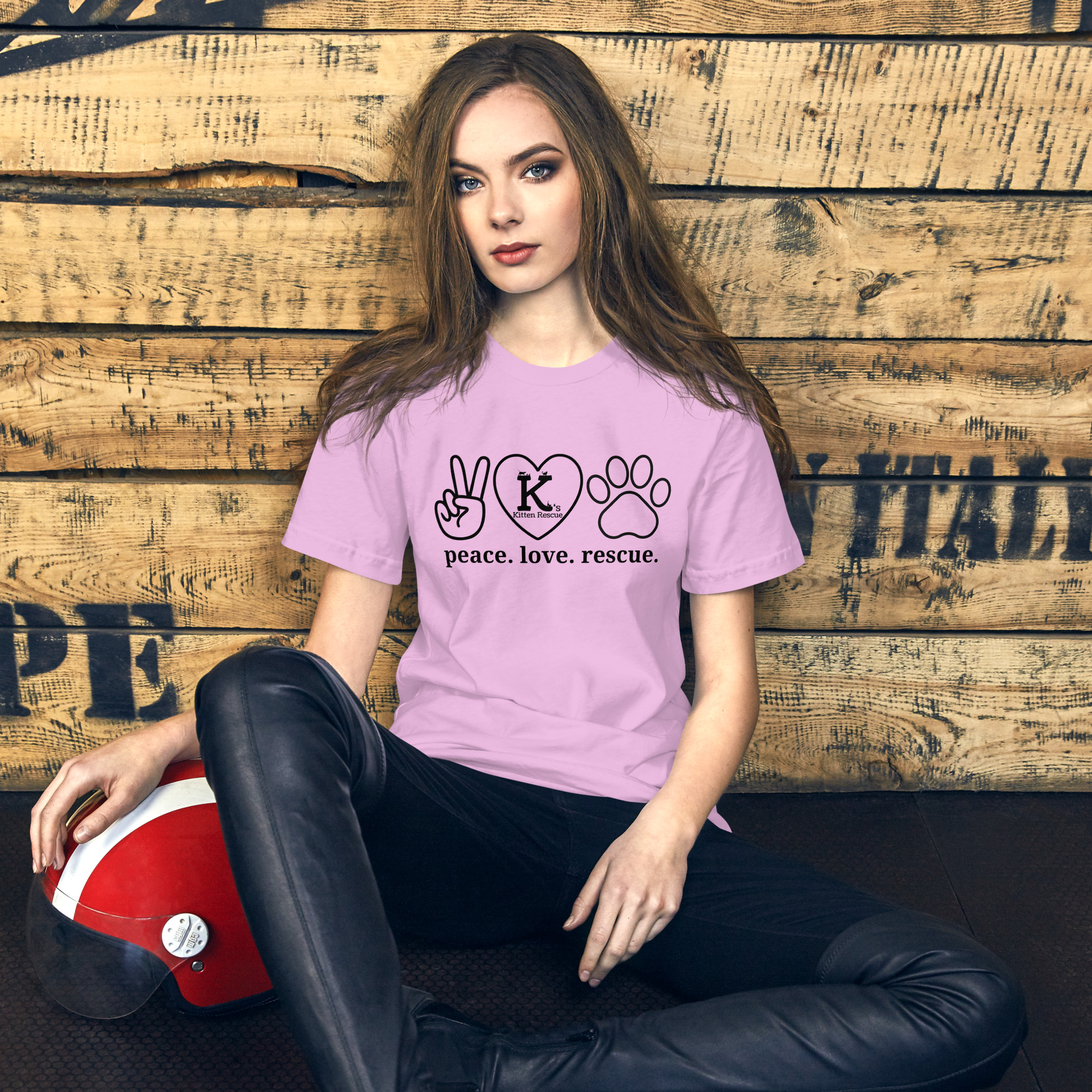 unisex-staple-t-shirt-lilac-front-67e978c734e83.jpg Peace Love Rescue Unisex t-shirt - Image 4