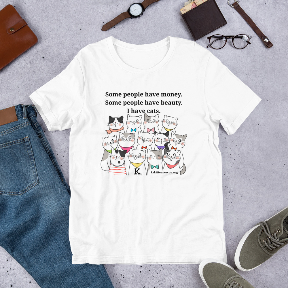 unisex-staple-t-shirt-white-front-67ea06338927b.jpg Money Beauty Cats Unisex t-shirt - Image 15
