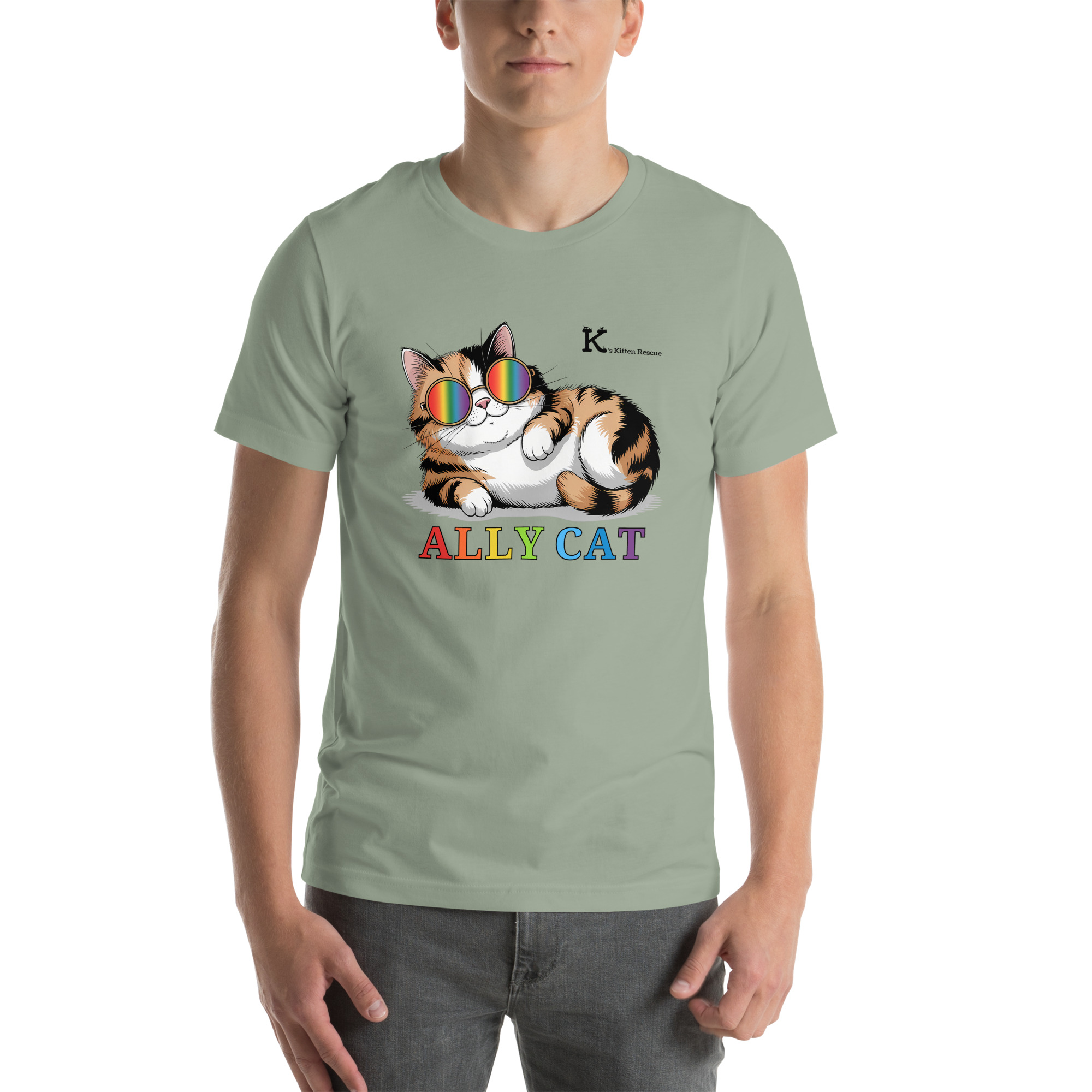 unisex-staple-t-shirt-sage-front-687fa84600d26-1.jpg Ally Cat Unisex t-shirt - Image 4